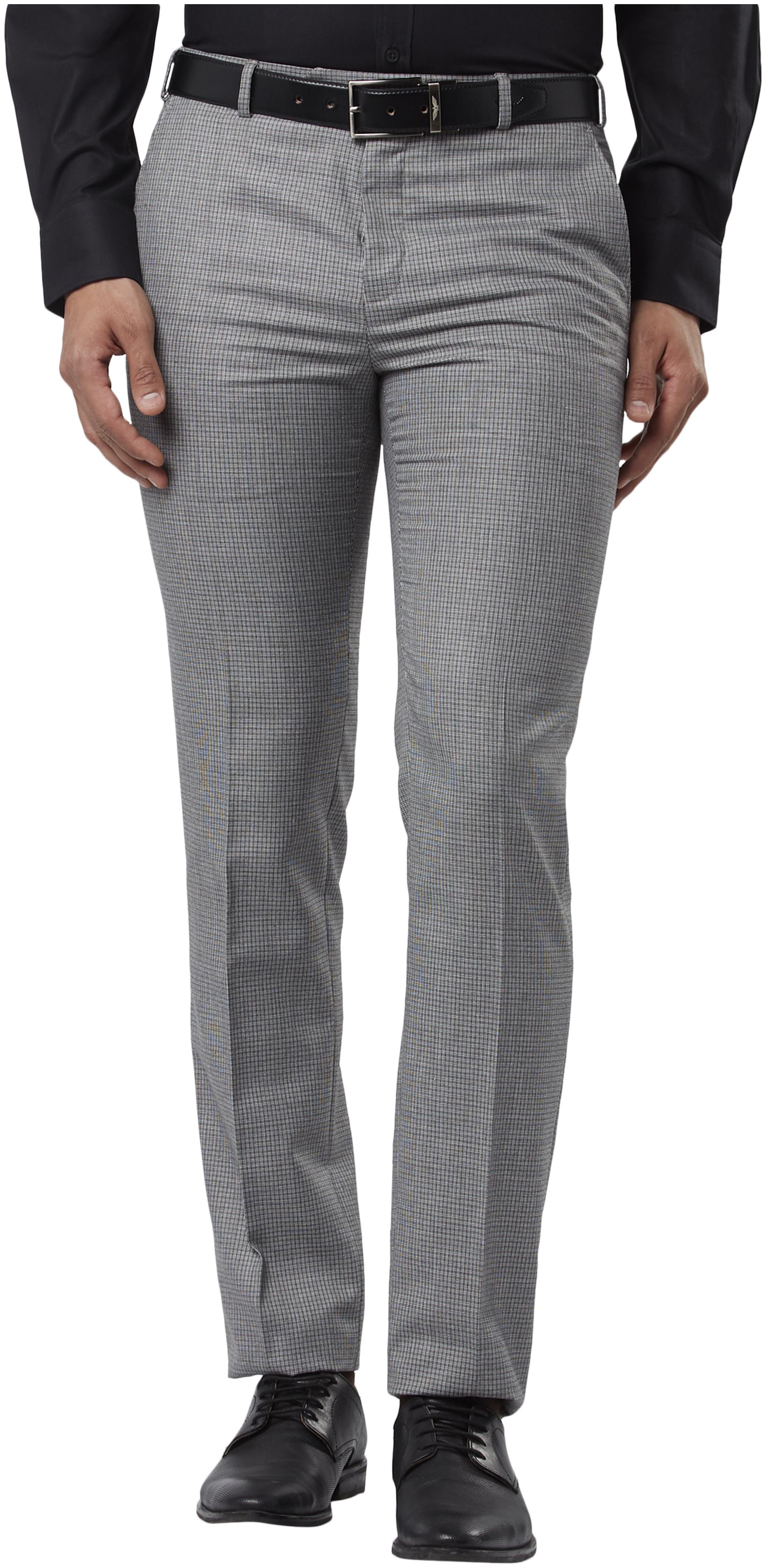 

Raymond Men Checked Slim Fit Formal Trouser - Grey
