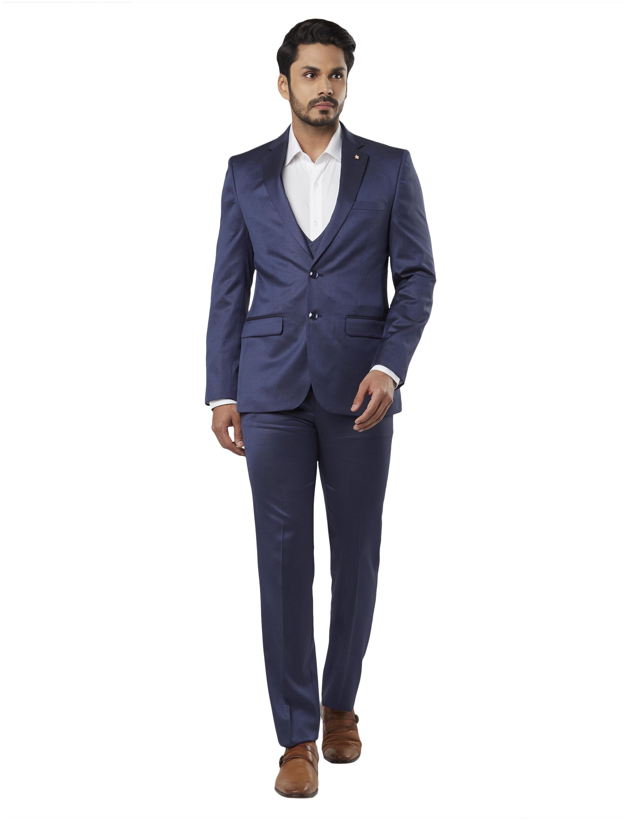 

Raymond Men Rayon Single Breasted Suit Blue