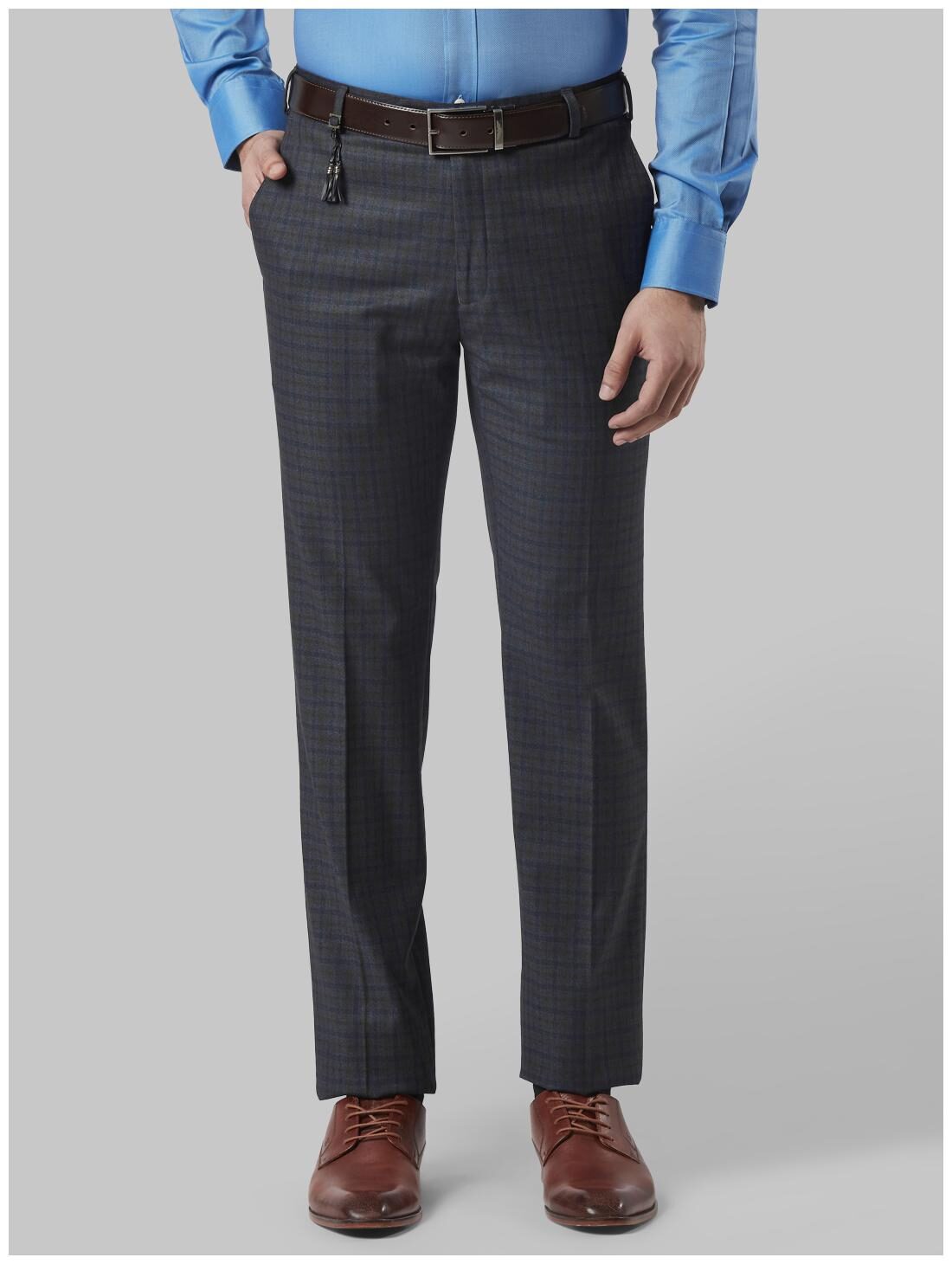 

Raymond Men Checked Slim Fit Formal Trouser - Blue