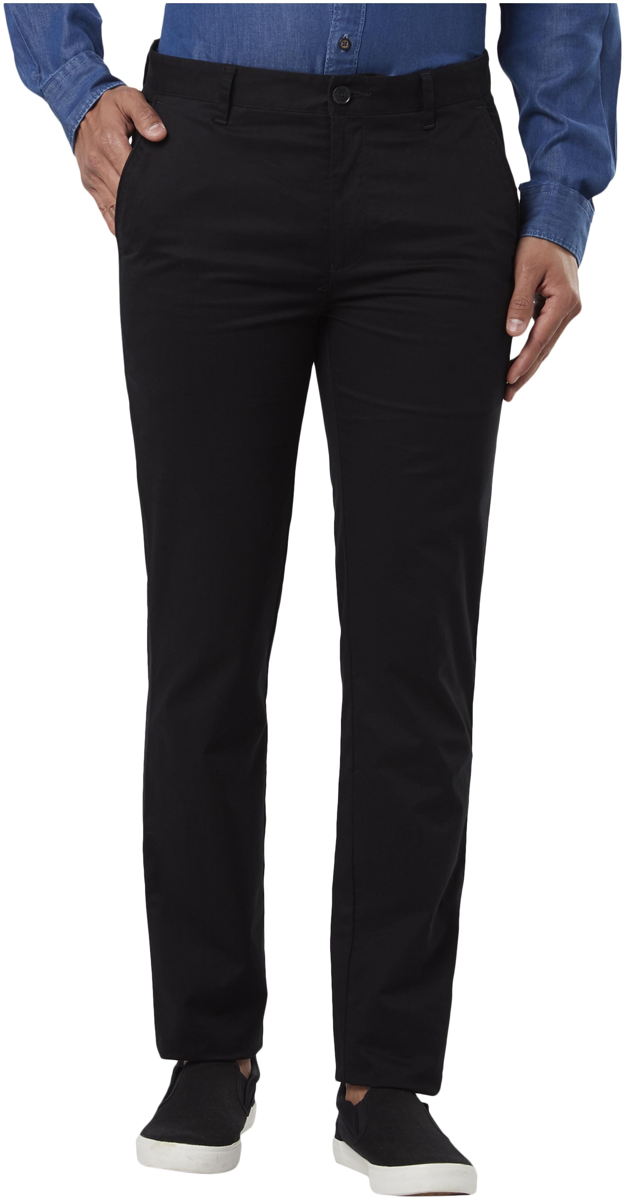 

Raymond Men Black Solid Slim fit Regular trousers
