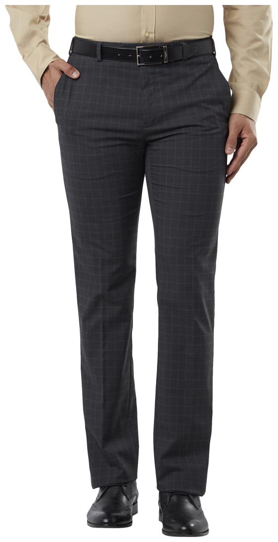 

Raymond Men Checked Regular Fit Formal Trouser - Grey