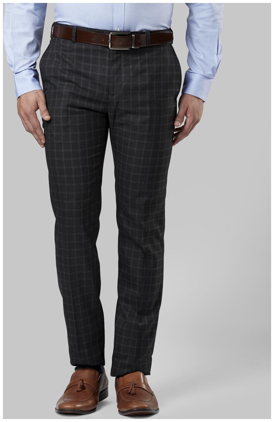 

Raymond Men Checked Slim Fit Formal Trouser - Grey