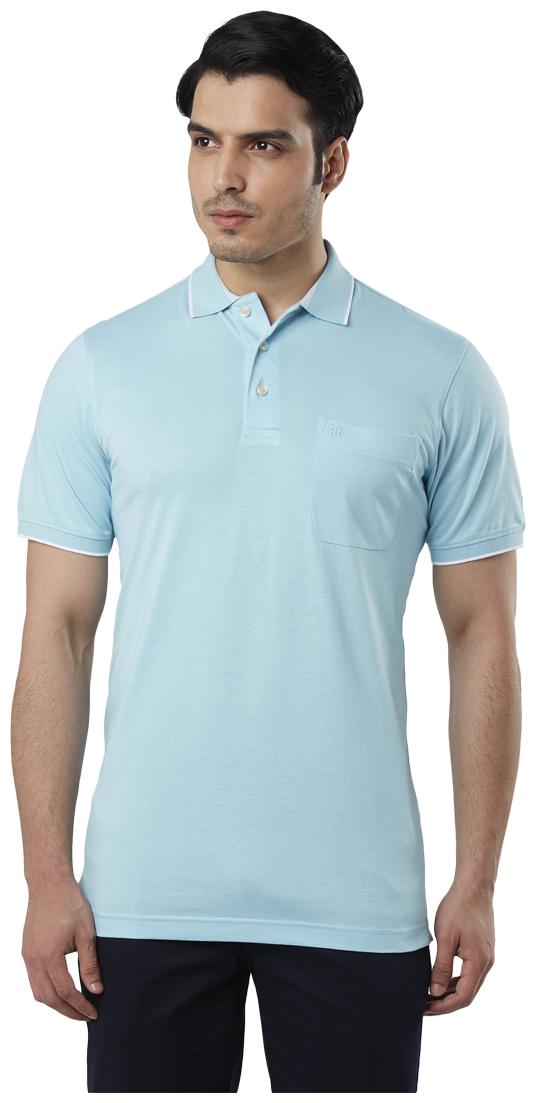 

Raymond Men Blue Regular fit Cotton Blend Polo collar T-Shirt - Pack Of 1