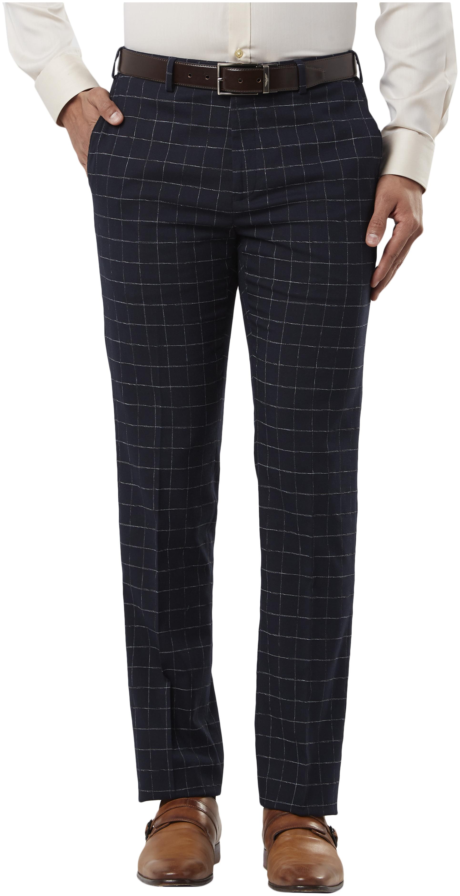 

Raymond Men Checked Regular Fit Formal Trouser - Blue