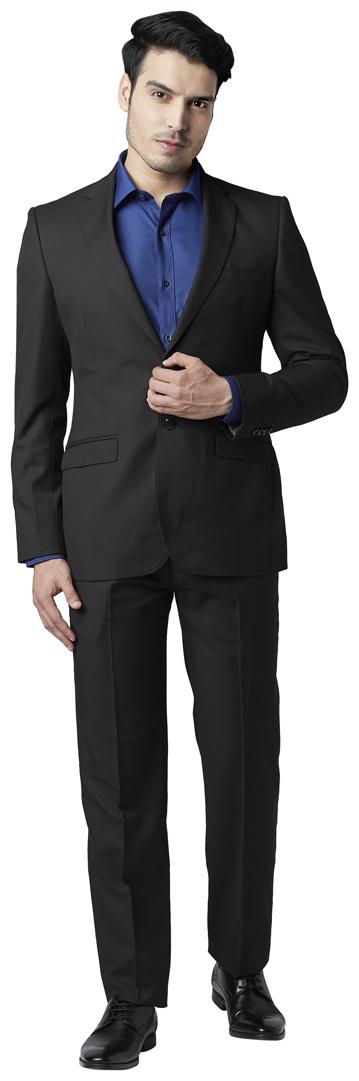 

Raymond Men Polyester Solid Black Single Breasted Suit