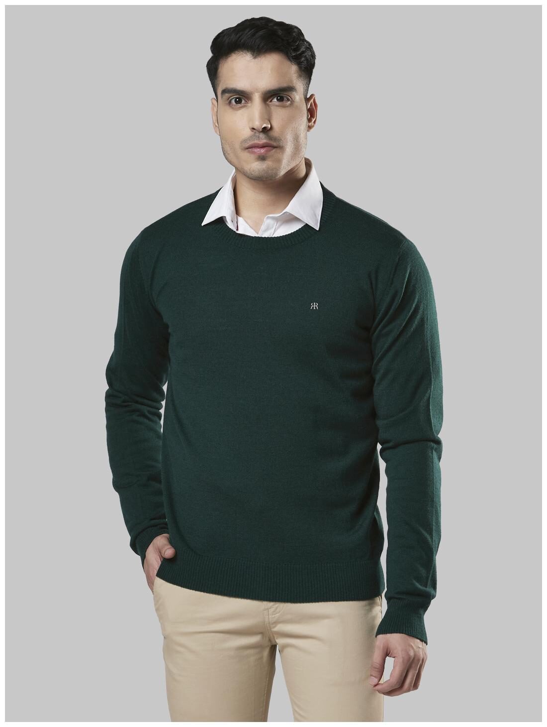 

Raymond Men Green Round neck Longline sweater