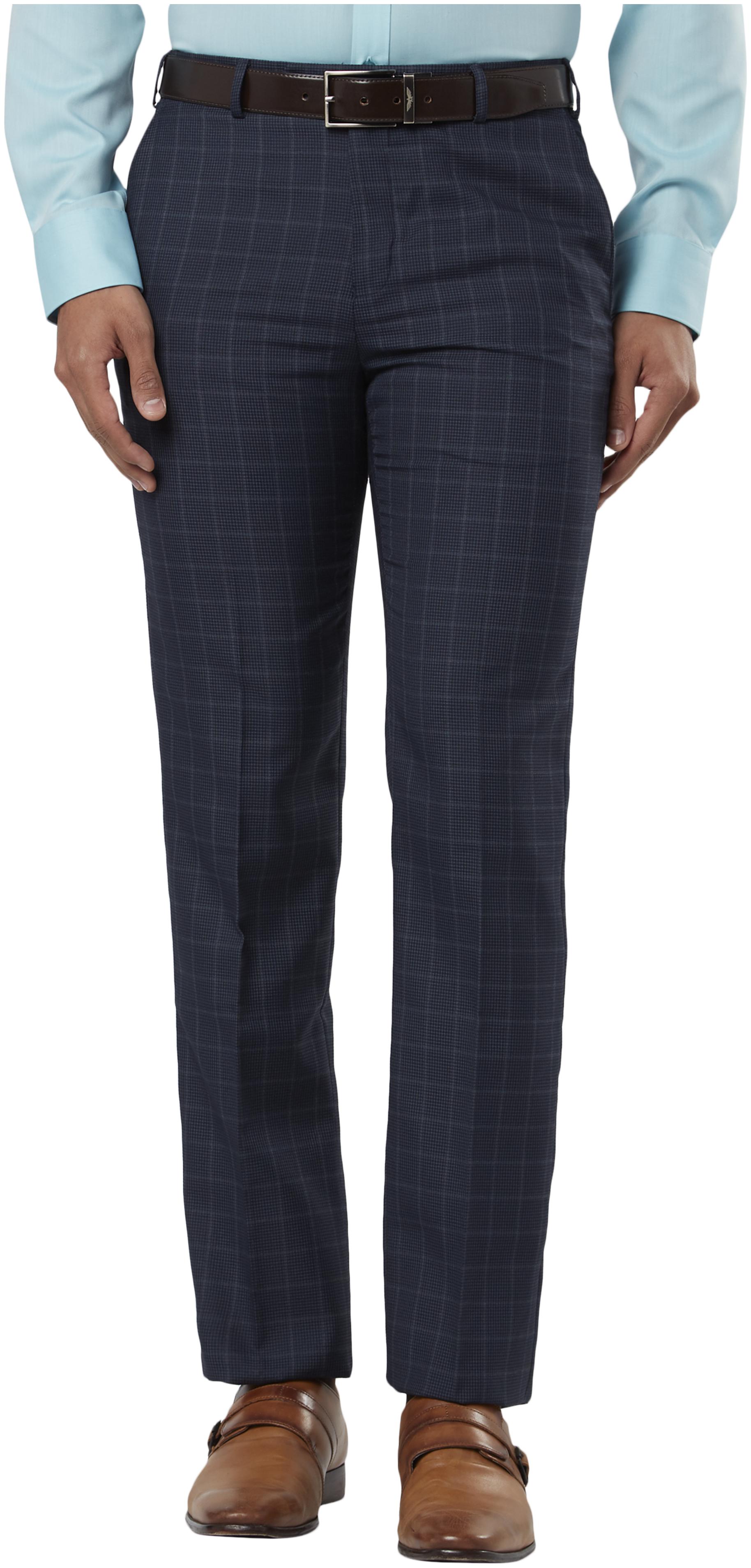 

Raymond Men Checked Regular Fit Formal Trouser - Blue