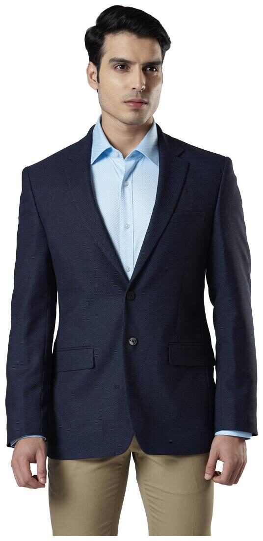 

Raymond Men Blue Textured Regular fit Single Breasted Blazer