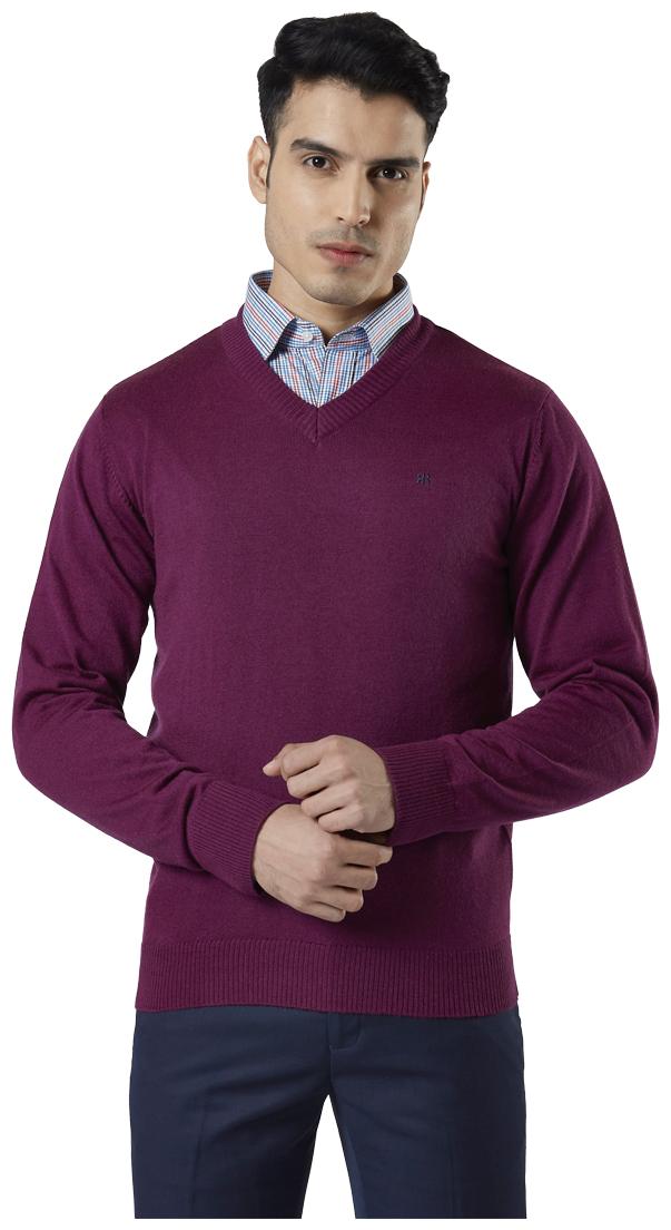 

Raymond Men Purple V neck Longline sweater