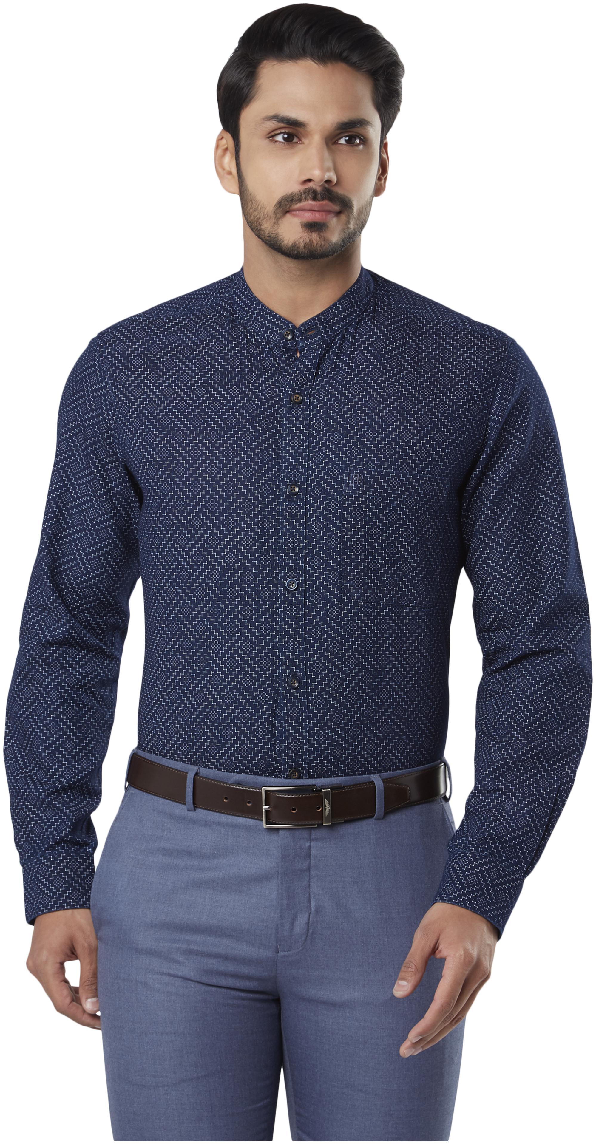 

Raymond Men Blue Printed Regular Fit Casual Shirt