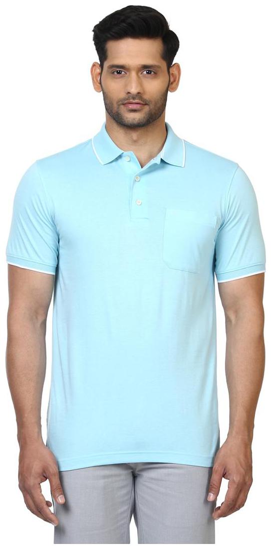 

Raymond Men Blue Regular fit Cotton Blend Polo collar T-Shirt - Pack Of 1