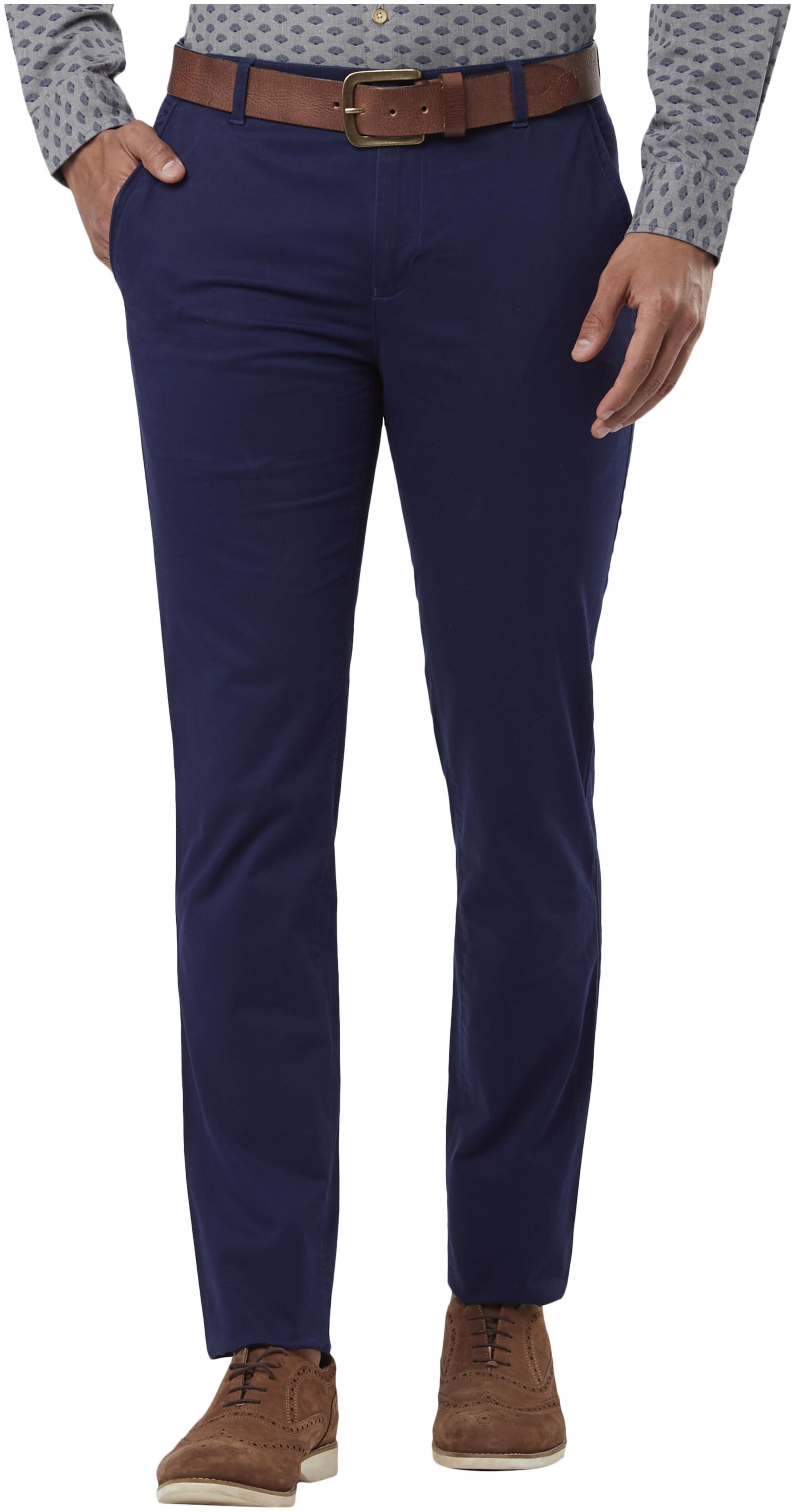 

Raymond Men Blue Solid Slim fit Regular trousers