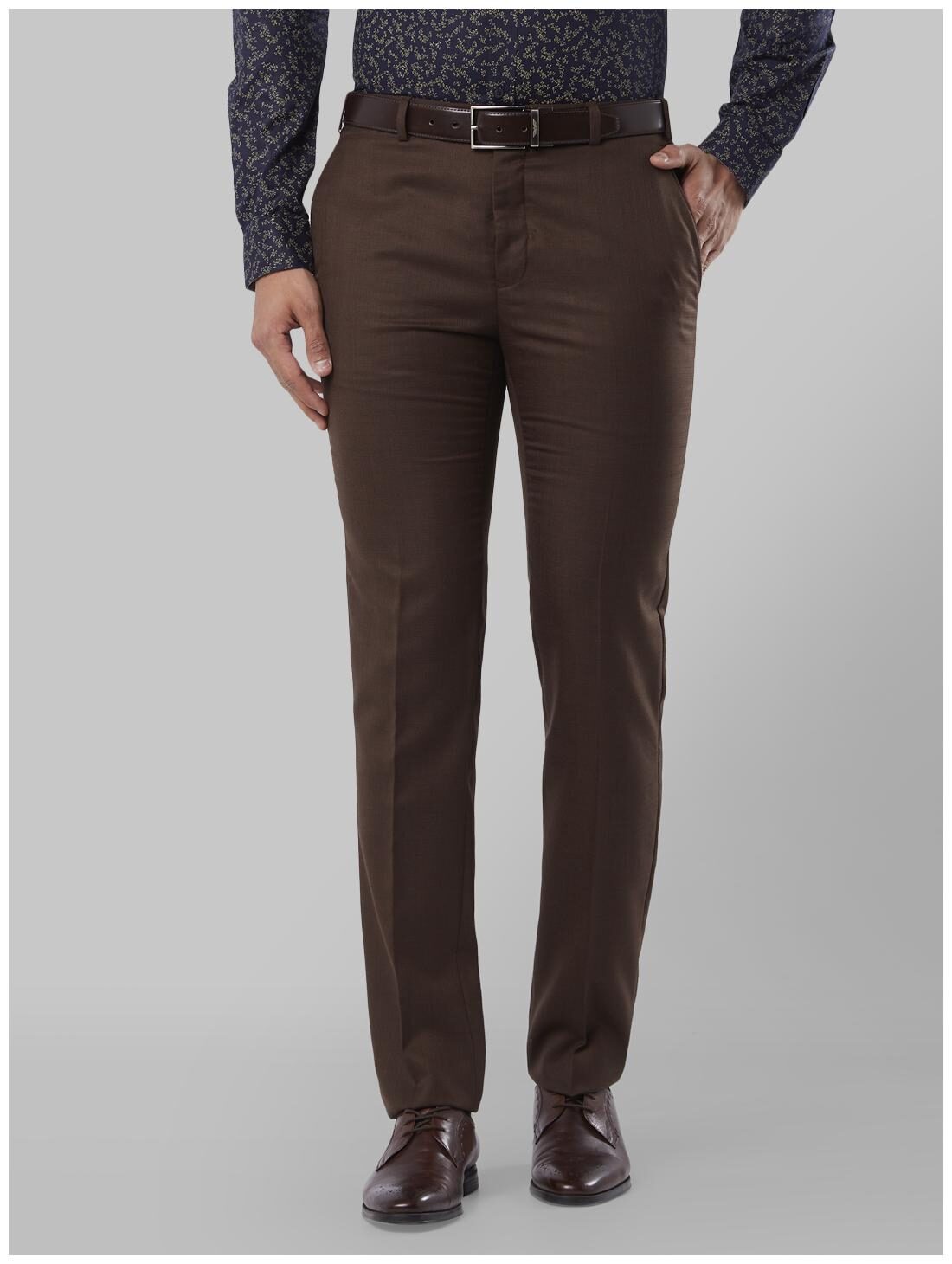 

Raymond Men Solid Slim Fit Formal Trouser - Brown
