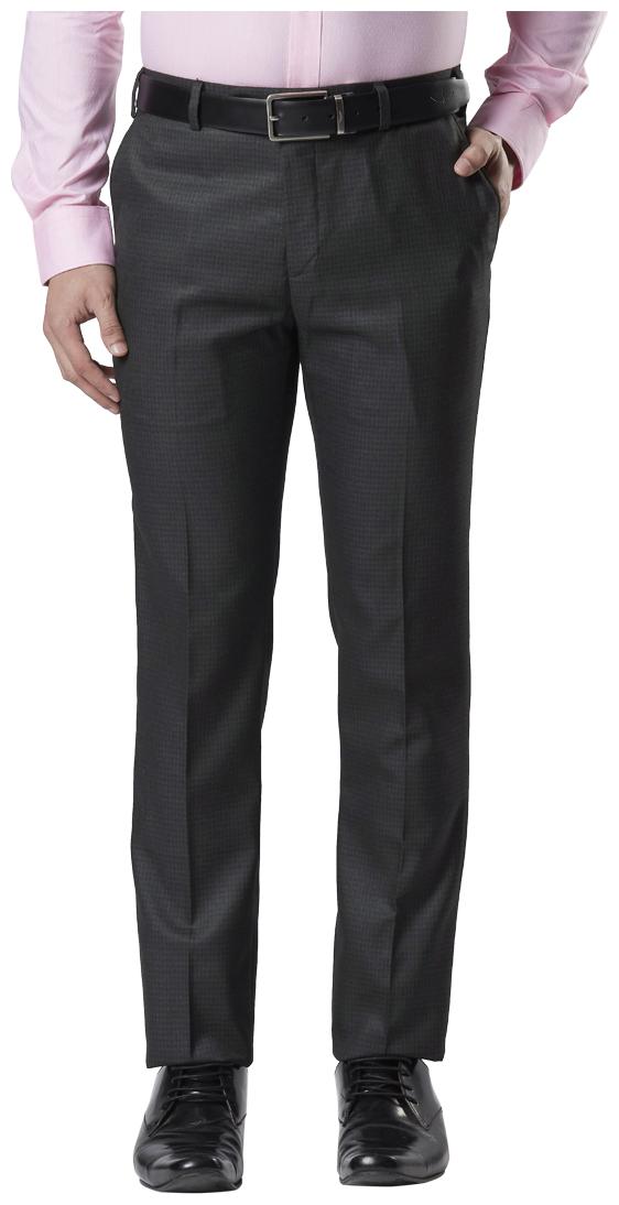 

Raymond Men Checked Slim Fit Formal Trouser - Grey