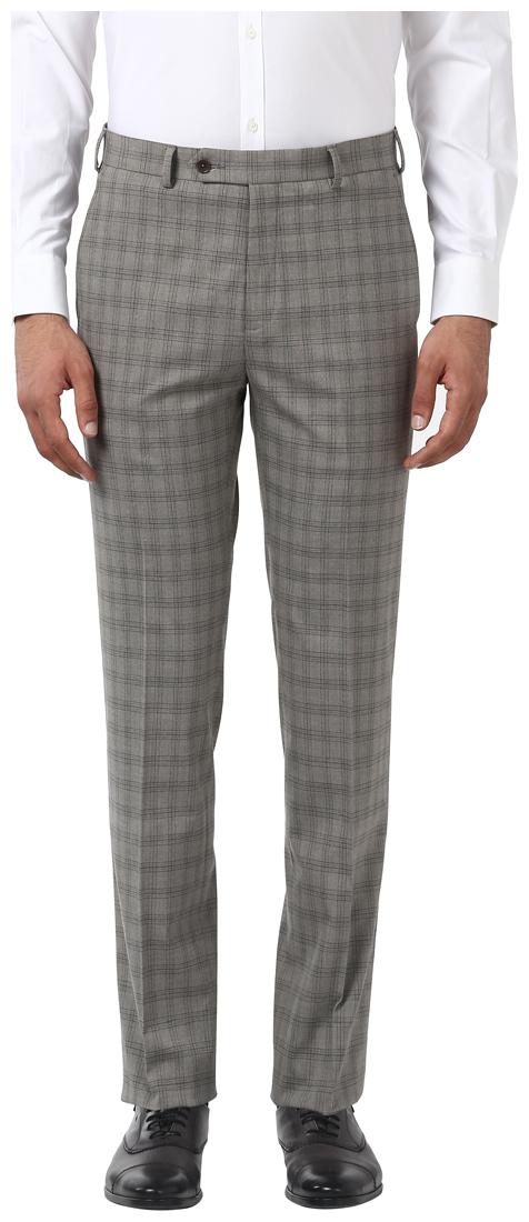 

Raymond Men Checked Regular Fit Formal Trouser - Grey