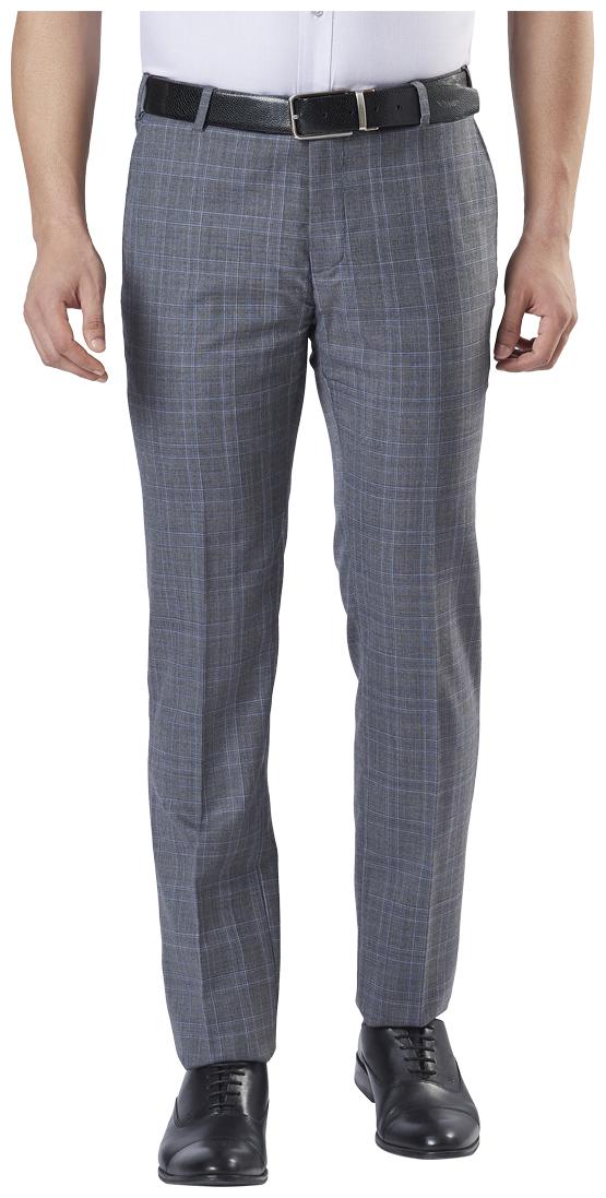

Raymond Men Checked Slim Fit Formal Trouser - Grey