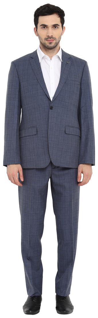 

Raymond Solid synthetic Blue Regular Fit Notch Collar Full Sleeve Suit