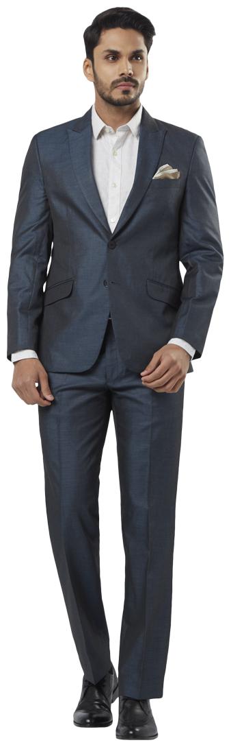 

Raymond Solid synthetic Medium Blue Slim Fit Peak Lepal Full Sleeve Suit