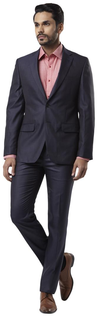

Raymond Solid Polyester Blend Dark Blue Slim Fit Notch Full Sleeve Suit