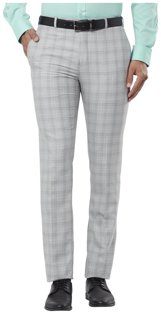 

Raymond Men Checked Slim Fit Formal Trouser - Grey