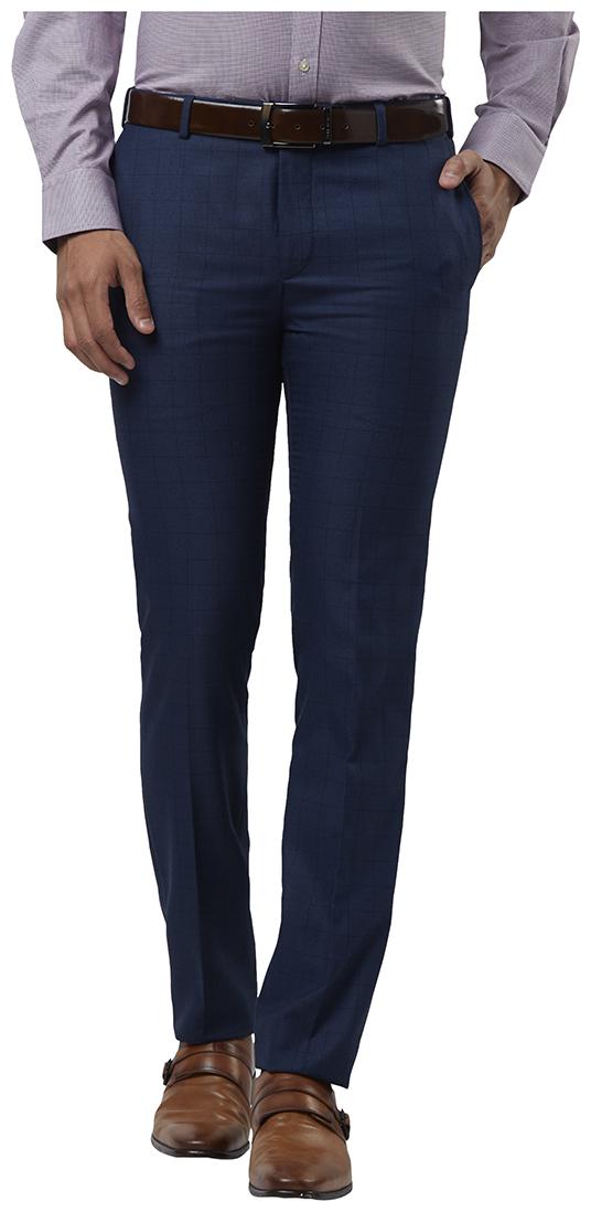 

Raymond Men Checked Slim Fit Formal Trouser - Blue