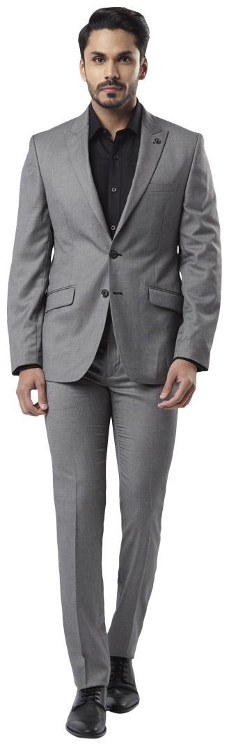 

Raymond Solid synthetic Dark Grey Slim Fit Peak Lepal Full Sleeve Suit