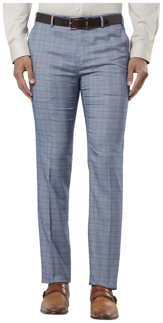 

Raymond Men Checked Slim Fit Formal Trouser - Blue