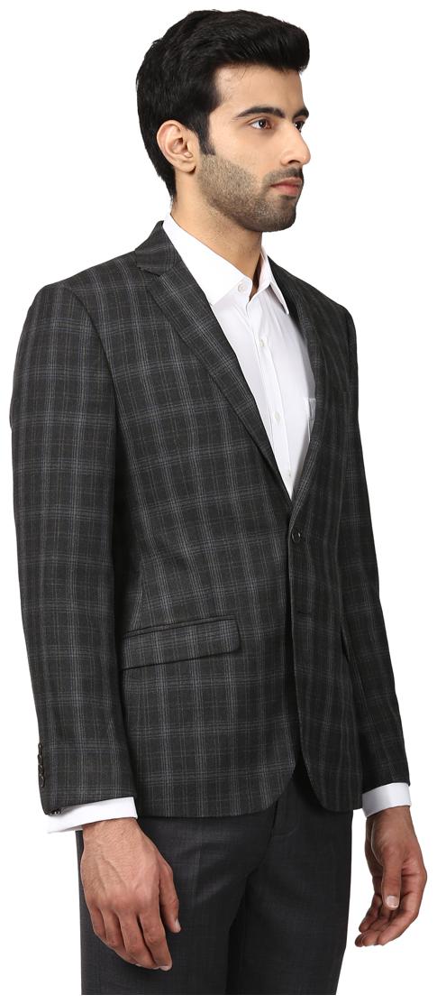 

Raymond Men Grey Checked Slim fit Single Breasted Blazer