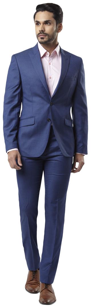 

Raymond Solid synthetic Dark Blue Slim Fit Peak Lepal Full Sleeve Suit