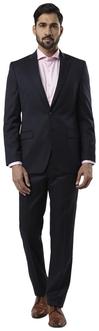 

Raymond Solid synthetic Blue Regular Fit Notch Collar Full Sleeve Suit