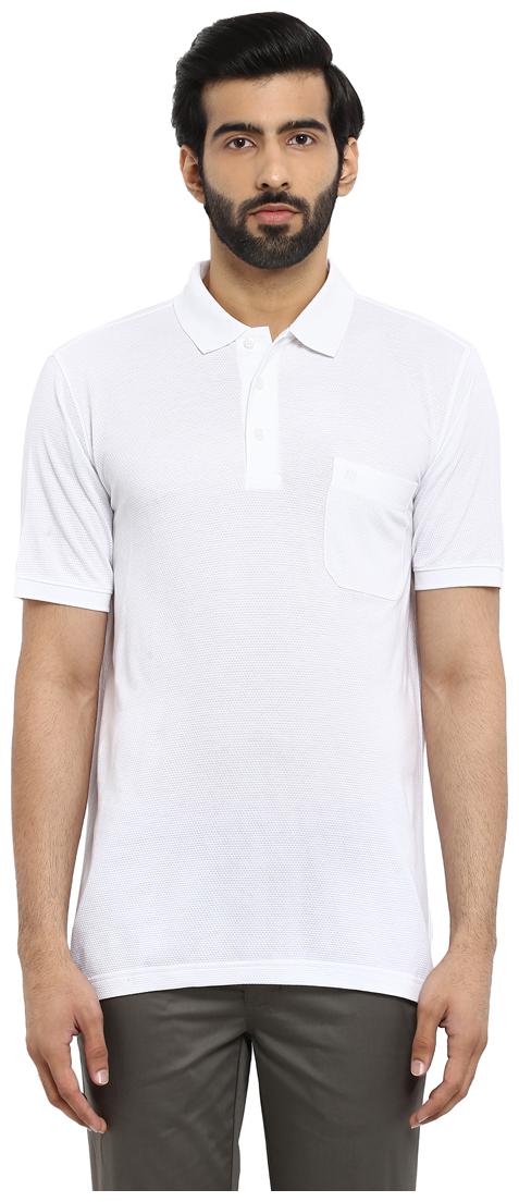 

Raymond Men White Regular fit Cotton Blend Polo collar T-Shirt - Pack Of 1