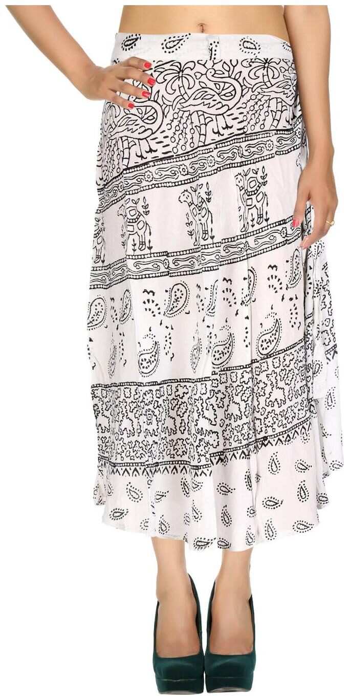 

Rajrang Solid Wrap skirt Midi Skirt - White Black