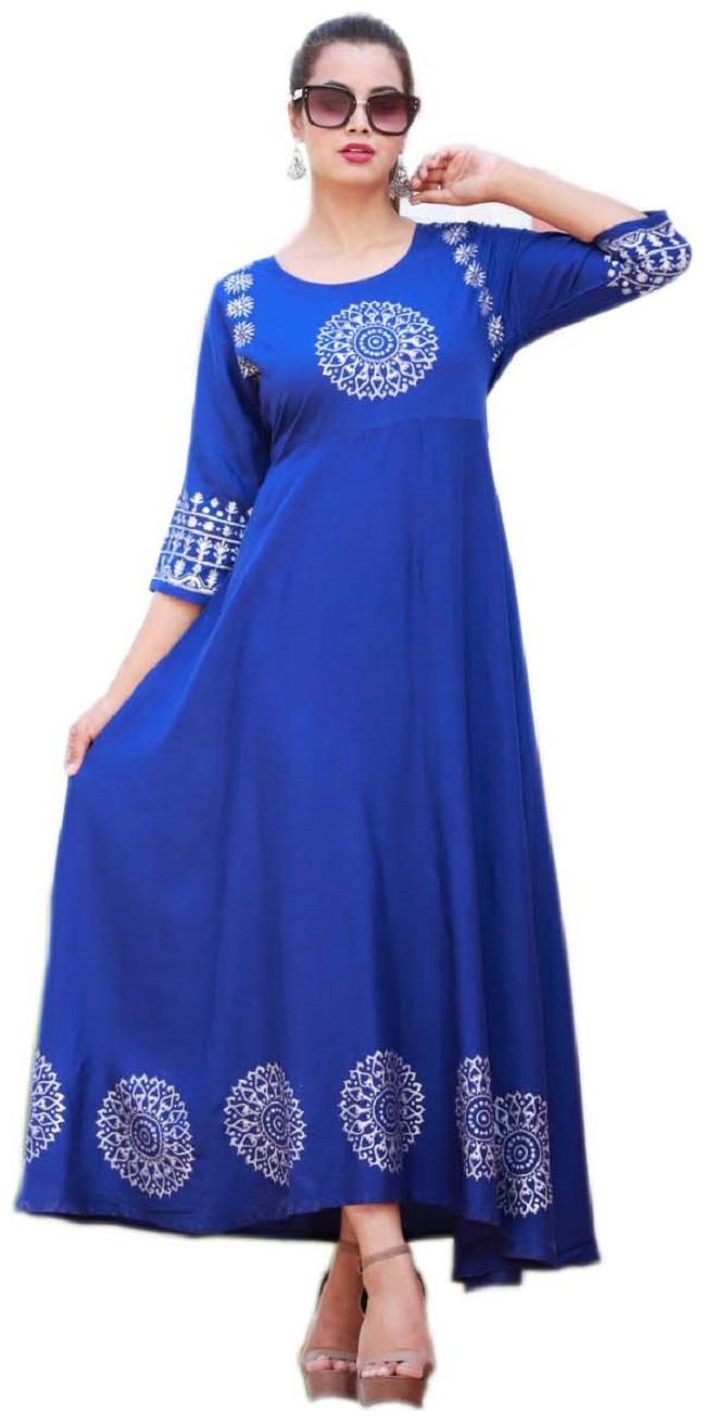 

Rockter Enterprises Women Blue Printed Anarkali Kurti