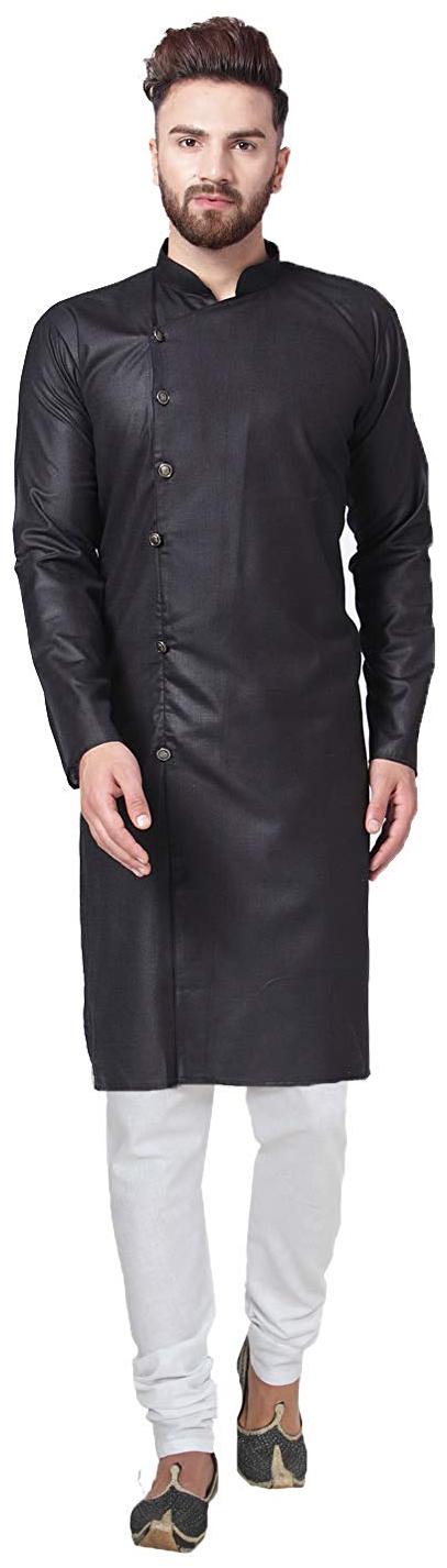 

RC Ethnic Black Cross Cotton Kurta Pyjama Set For Men