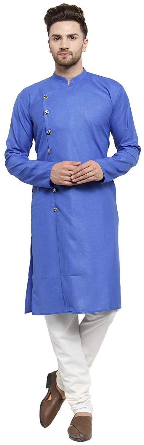 

RC Ethnic Blue Cross Cotton Kurta Pyjama Set For Men