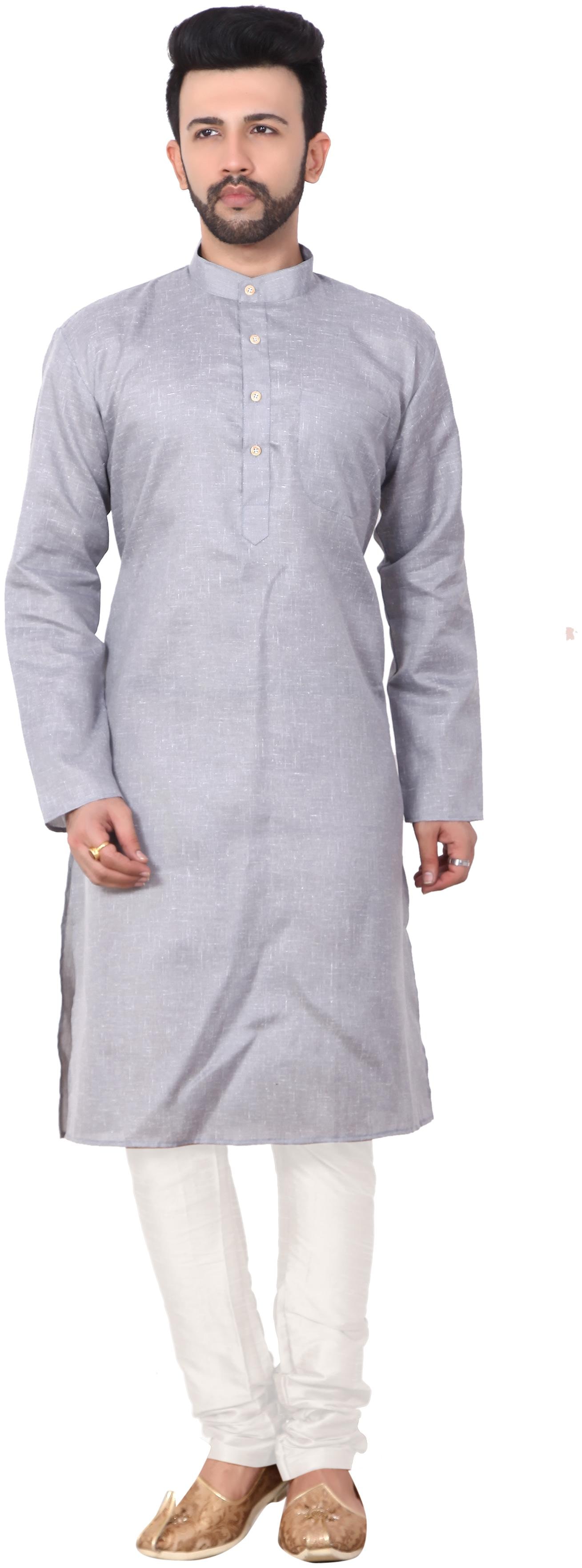 

RC Ethnic Grey Cotton Kurta Pyjama Set For Men