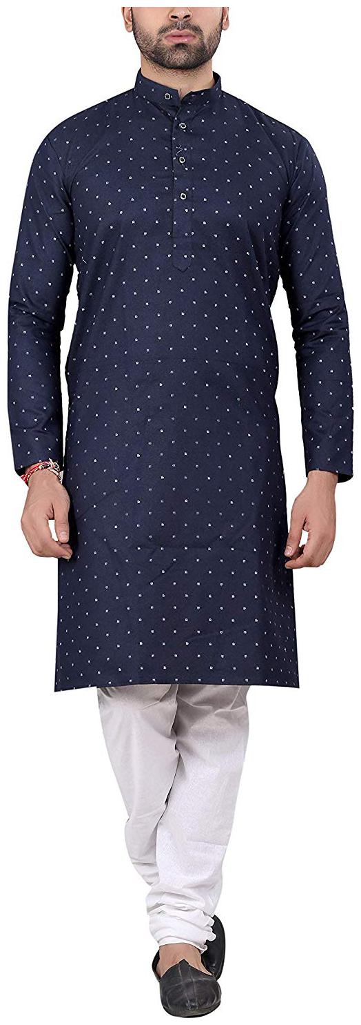 

RC Ethnic Men Cotton Printed Kurta Pyjama Blue