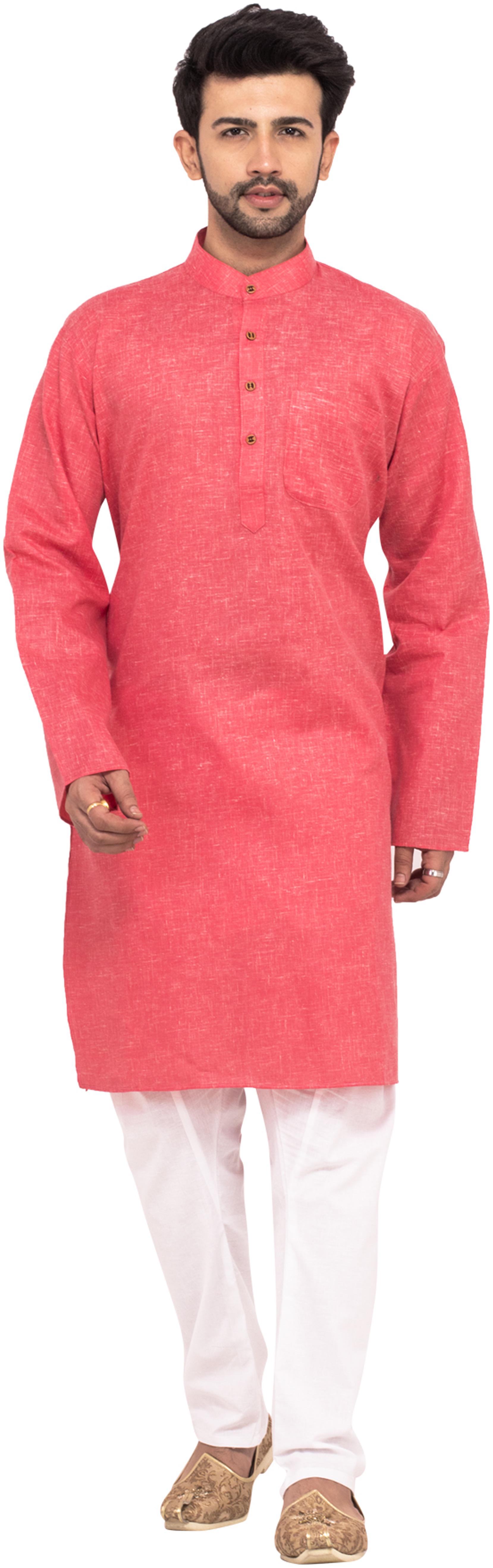 

RC Ethnic Pink Cotton Kurta Pyjama For Men