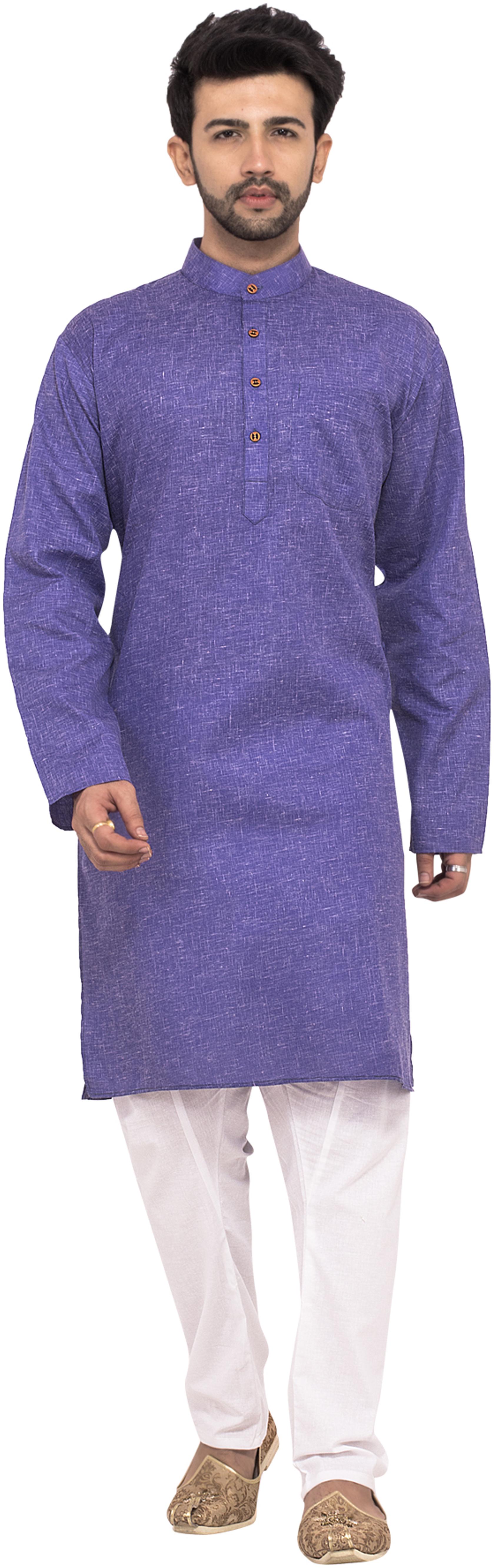 

RC Ethnic Purple Cotton Kurta Pyjama For Men