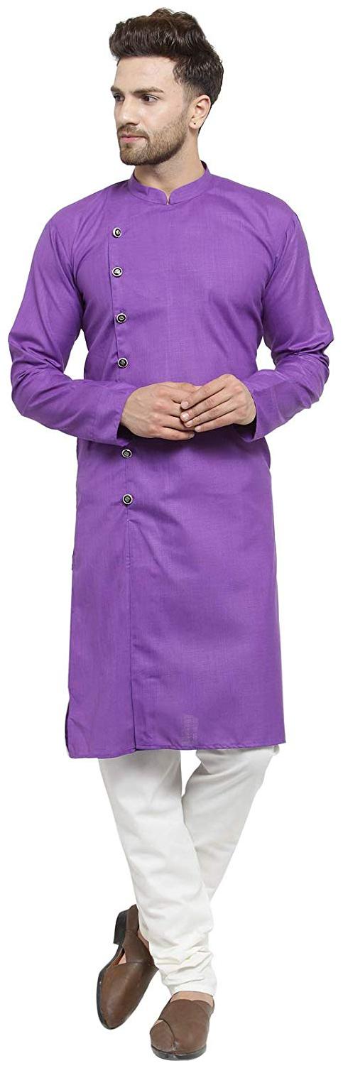 

RC Ethnic Purple Cross Cotton Kurta Pyjama Set For Men