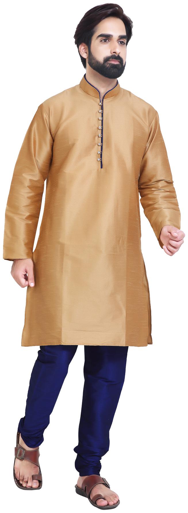

RC Ethnic Silk Solid Brown Kurta Pyjama Set For Men
