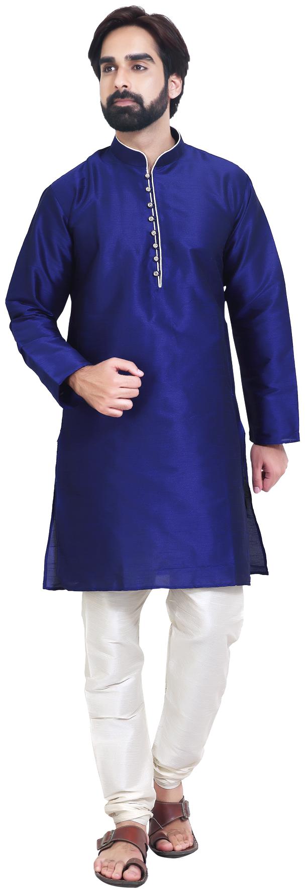 

RC Ethnic Silk Solid Royalblue Kurta Pyjama Set For Men