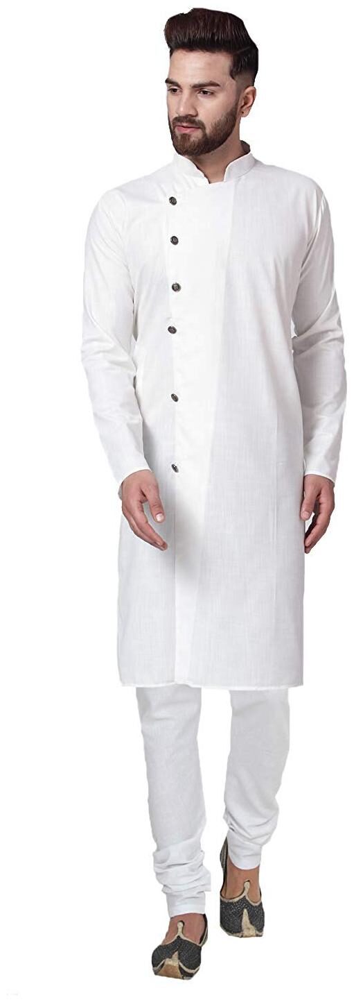 

RC Ethnic White Cross Cotton Kurta Pyjama Set For Men