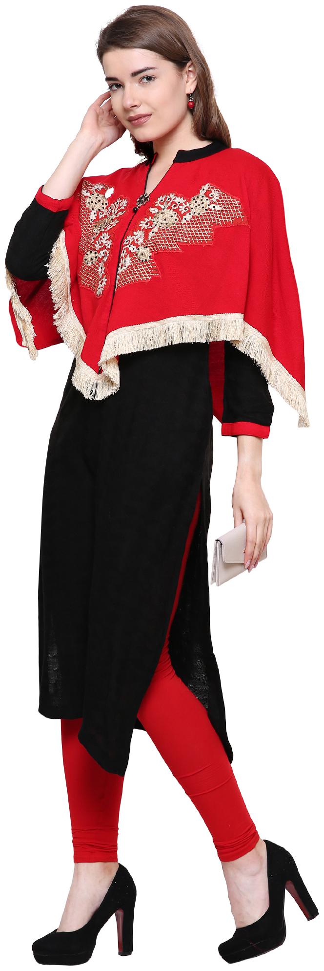 

Rebecca Women Black Embroidered Assymetrical Kurta
