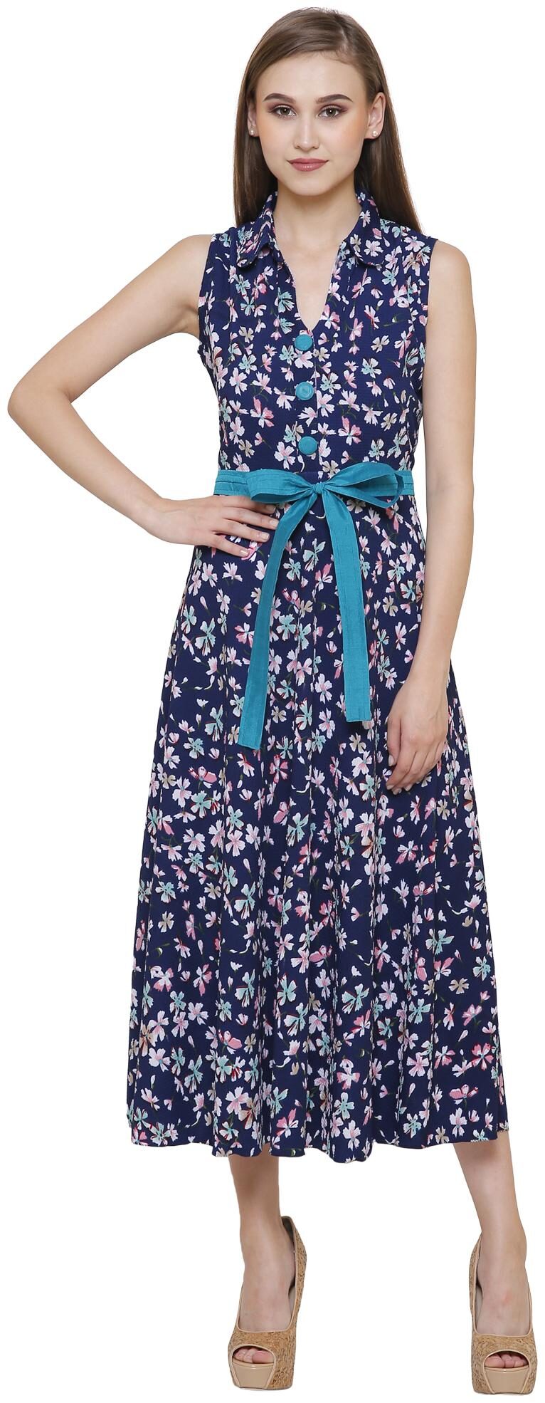 

Rebecca Blue Floral A-line dress