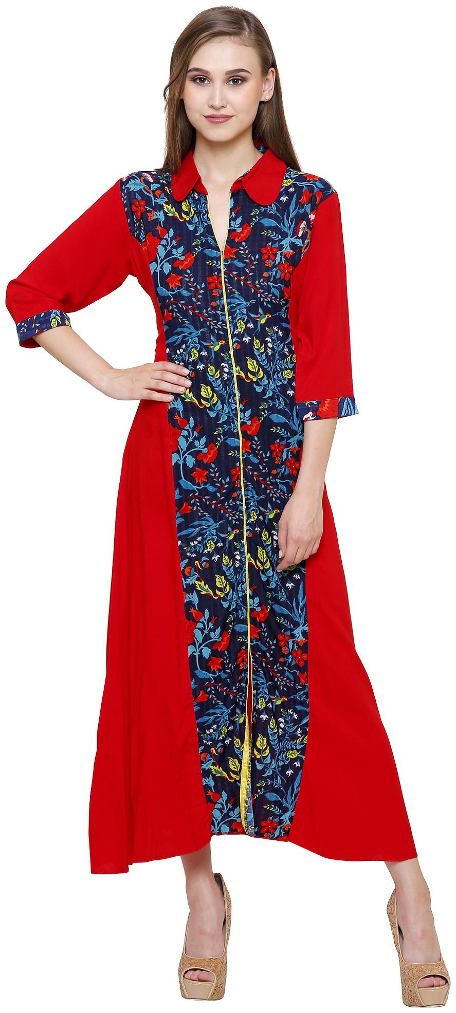 

Rebecca Red Printed Fit flare dress