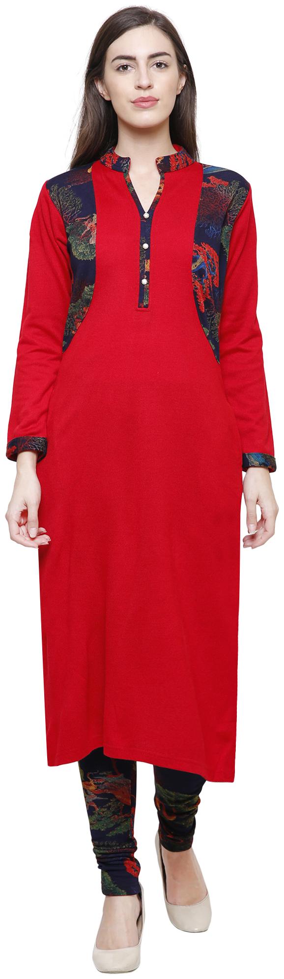 

Rebecca Red Woolen Kurta Legging Set For Women Winter Wear