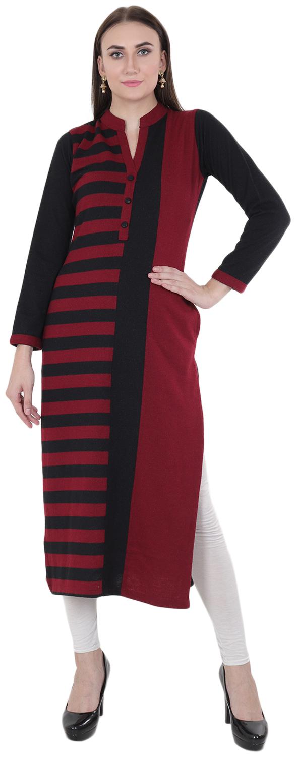 

Rebecca Women Red Striped Straight Kurta