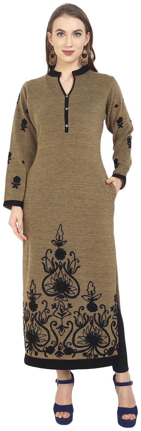 

Rebecca Women Gold Embroidered Straight Kurti