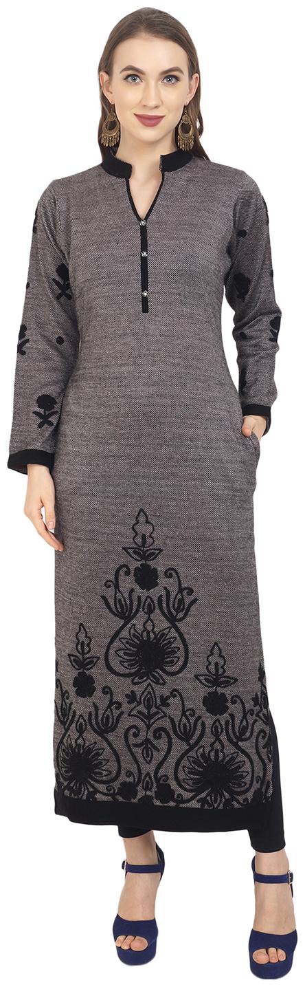 

Rebecca Women Silver Embroidered Straight Kurti